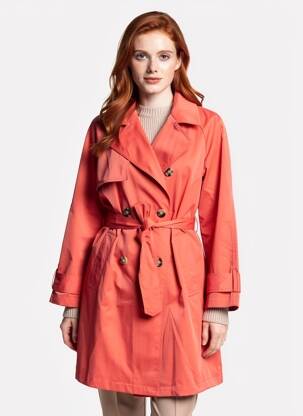 Trench tissage popeline sans capuche rose ICHI femme