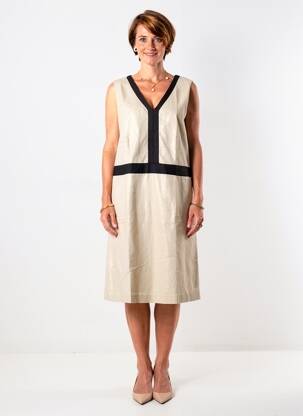 Robe mi-longue manches courtes manches courtes beige JULIE GUERLANDE femme