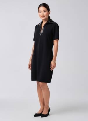 Robe pull stretch manches courtes noir MORGAN femme