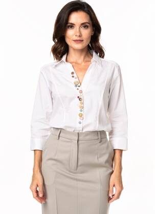 Chemisier coupe cintrée manches longues blanc TINTA femme