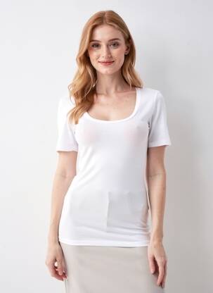 T-shirt stretch manches courtes blanc ICHI femme