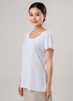 Top stretch manches courtes blanc GENUINE femme