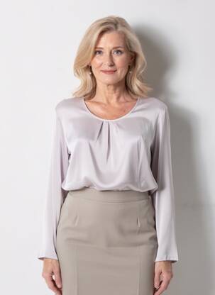 Blouse col rond manches longues gris BARBARA LEBEK femme