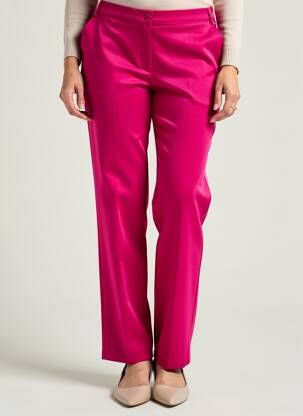 Pantalon droit fermeture zippée sous rabat boutonné rose CHRISTINE LAURE femme