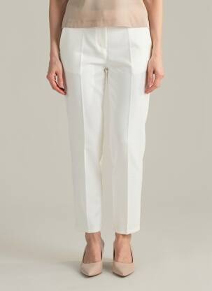 Pantalon 7/8 fermeture zippée sous rabat boutonné blanc COULEURS DU TEMPS femme