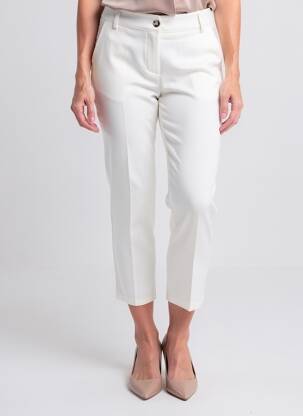 Pantalon 7/8 fermeture zippée sous rabat boutonné blanc COULEURS DU TEMPS femme