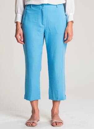 Pantalon 7/8 fermeture zippée sous rabat boutonné bleu CHRISTINE LAURE femme