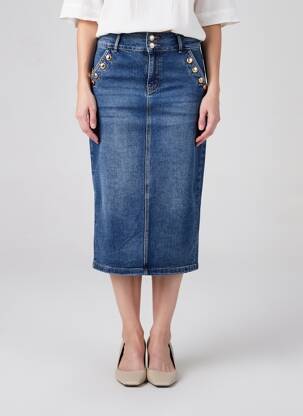 Jupe longue coupe droite bleu ONADO femme