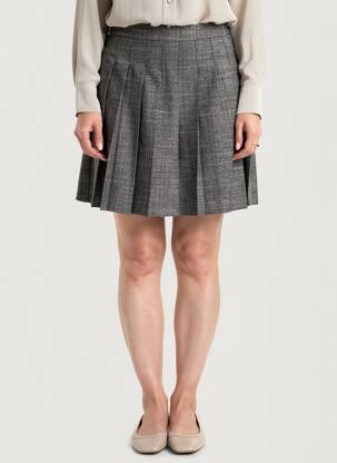 Jupe courte coupe évasée gris ICHI femme