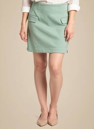 Jupe courte poches vert ICHI femme
