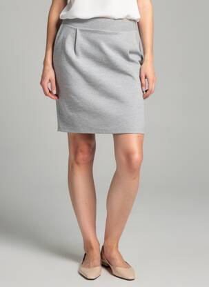 Jupe courte coupe droite gris ICHI femme