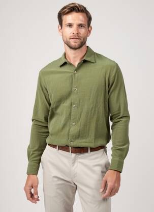 Chemise manches longues fermeture boutonnée sur le devant vert SANS MARQUE homme
