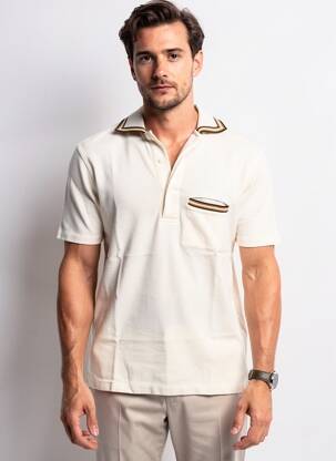 Polo coupe droite manches courtes beige RIVIERAS homme