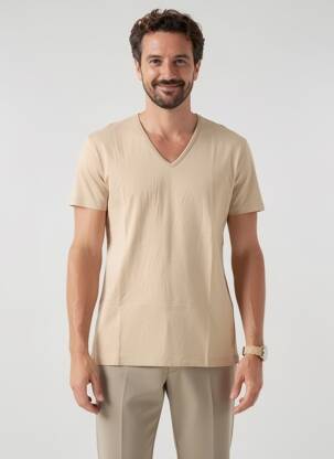 T-shirt coupe droite manches courtes beige UNIQLO homme