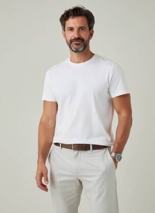 T-shirt coupe droite manches courtes blanc H&M homme