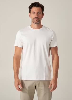T-shirt coupe droite manches courtes blanc UNIQLO homme