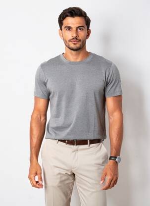 T-shirt coupe droite manches courtes gris UNIQLO homme