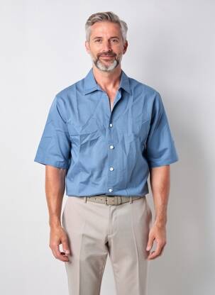 Chemise manches courtes coupe droite bleu SANS MARQUE homme