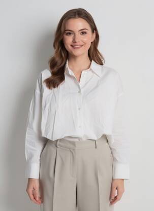 Chemisier coupe droite manches longues blanc SANS MARQUE femme
