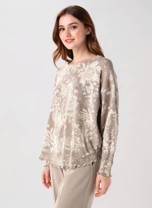 Pull coupe droite manches longues gris TARTINE ET CHOCOLAT femme
