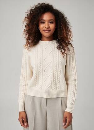 Pull resserrée sur le bas manches longues beige GAP femme