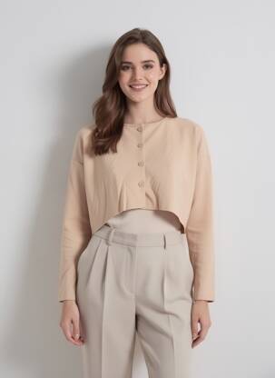 Boléro col rond beige LOVERS + FRIENDS femme