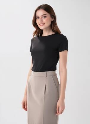 Top manches courtes manches courtes noir BOOHOO femme