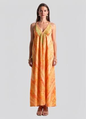 Robe longue coupe évasée fines bretelles jaune YYDS (YOUR YOUTHFUL DRESS STYLE) femme