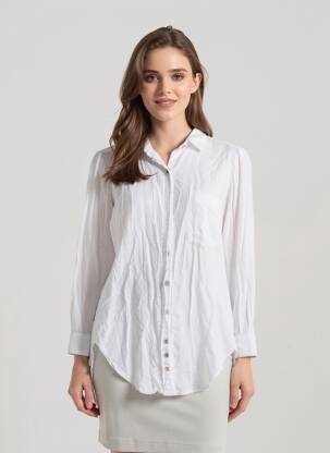 Chemisier coupe cintrée manches longues blanc SANS MARQUE femme