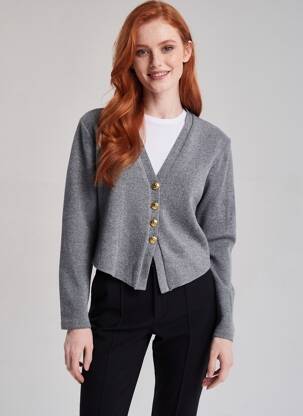 Gilet manches longues stretch gris ZARA femme