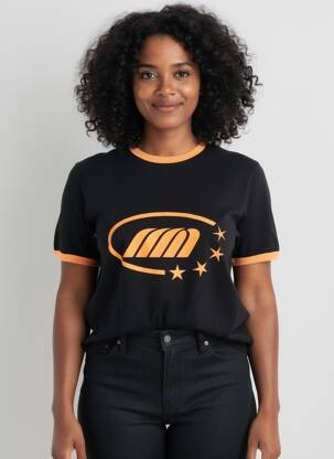 T-shirt sérigraphie manches courtes noir EMESTUDIOS femme