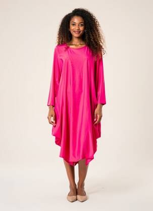Robe mi-longue manches longues manches longues rose KOZAN femme