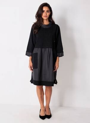 Robe mi-longue manches 3/4 manches 3/4 noir KOZAN femme