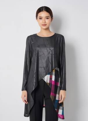 Top manches longues manches longues noir KOZAN femme
