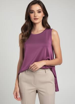 Top stretch sans manche violet KOZAN femme