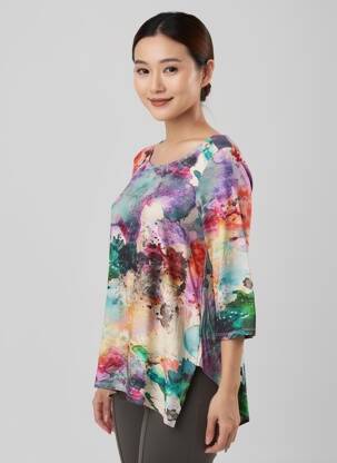 T-shirt manches 3/4 manches 3/4 bleu KOZAN femme