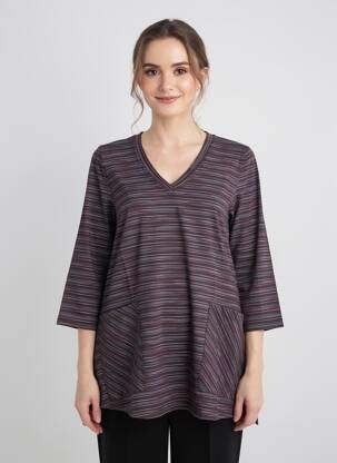 T-shirt manches 3/4 manches 3/4 noir KOZAN femme
