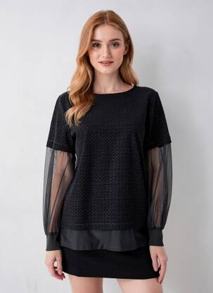 Top manches longues manches longues noir KOZAN femme