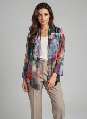 Gilet manches longues manches longues bleu KOZAN femme