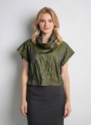 Top stretch manches courtes vert KOZAN femme