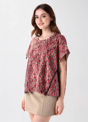 T-shirt imprimé fantaisie manches courtes rouge KOZAN femme