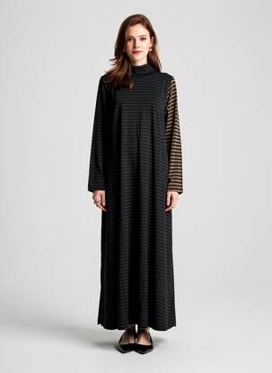 Robe longue manches longues manches longues noir URBAN BY ALEMBIKA femme