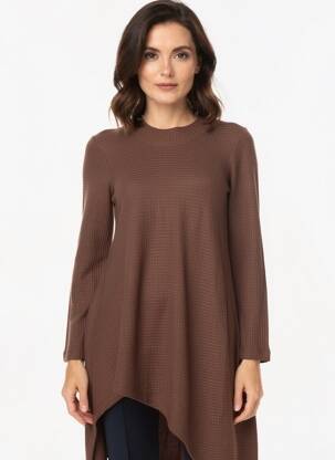 Tunique manches longues col rond marron ALEMBIKA femme
