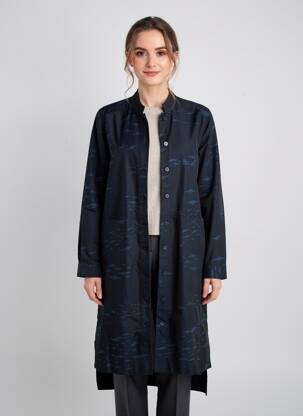 Manteau long coupe cintrée sans capuche bleu GERSHON BRAM femme