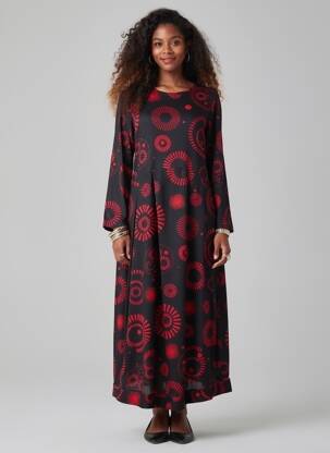 Robe longue manches longues manches longues rouge KOZAN femme