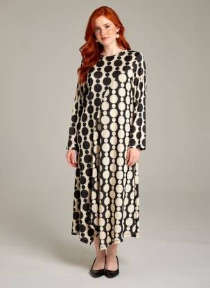 Robe mi-longue manches longues manches longues beige KOZAN femme