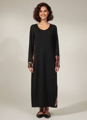Robe longue manches longues manches longues noir ALEMBIKA femme