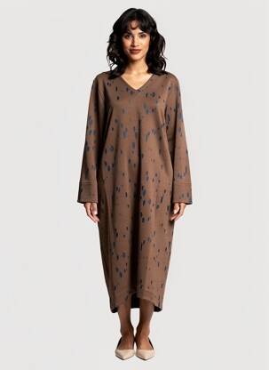 Robe mi-longue manches longues manches longues marron GERSHON BRAM femme