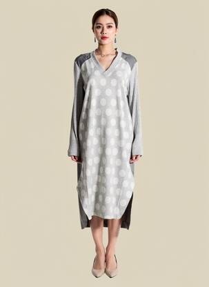 Robe mi-longue manches longues manches longues gris GERSHON BRAM femme