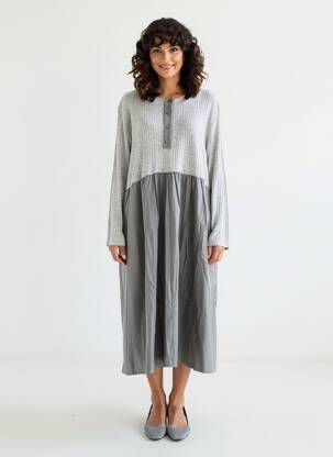 Robe longue manches longues manches longues gris GERSHON BRAM femme